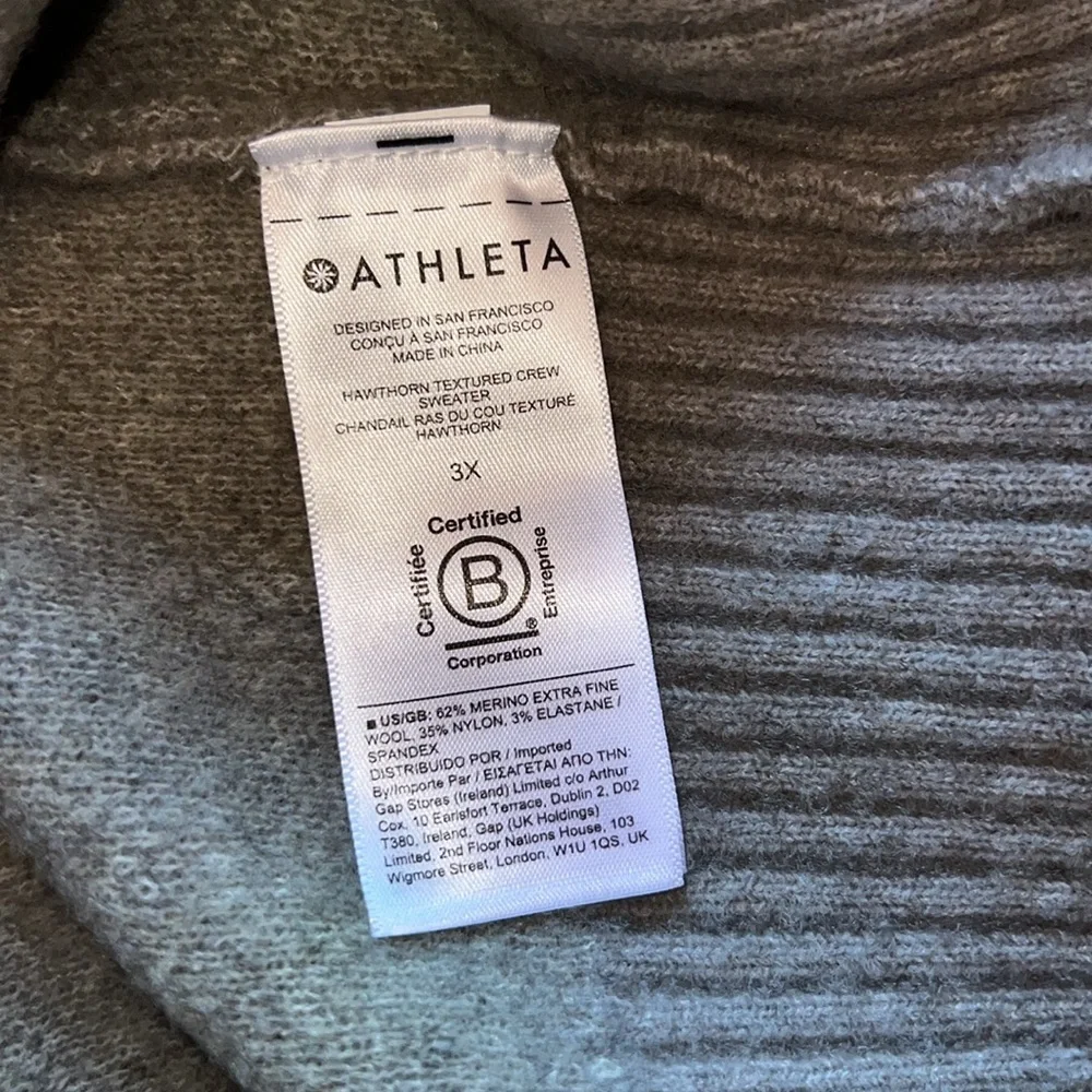 Athleta Sweater Womens 3X Hawthorne Textured Crew Merino Wool Casual Pullover